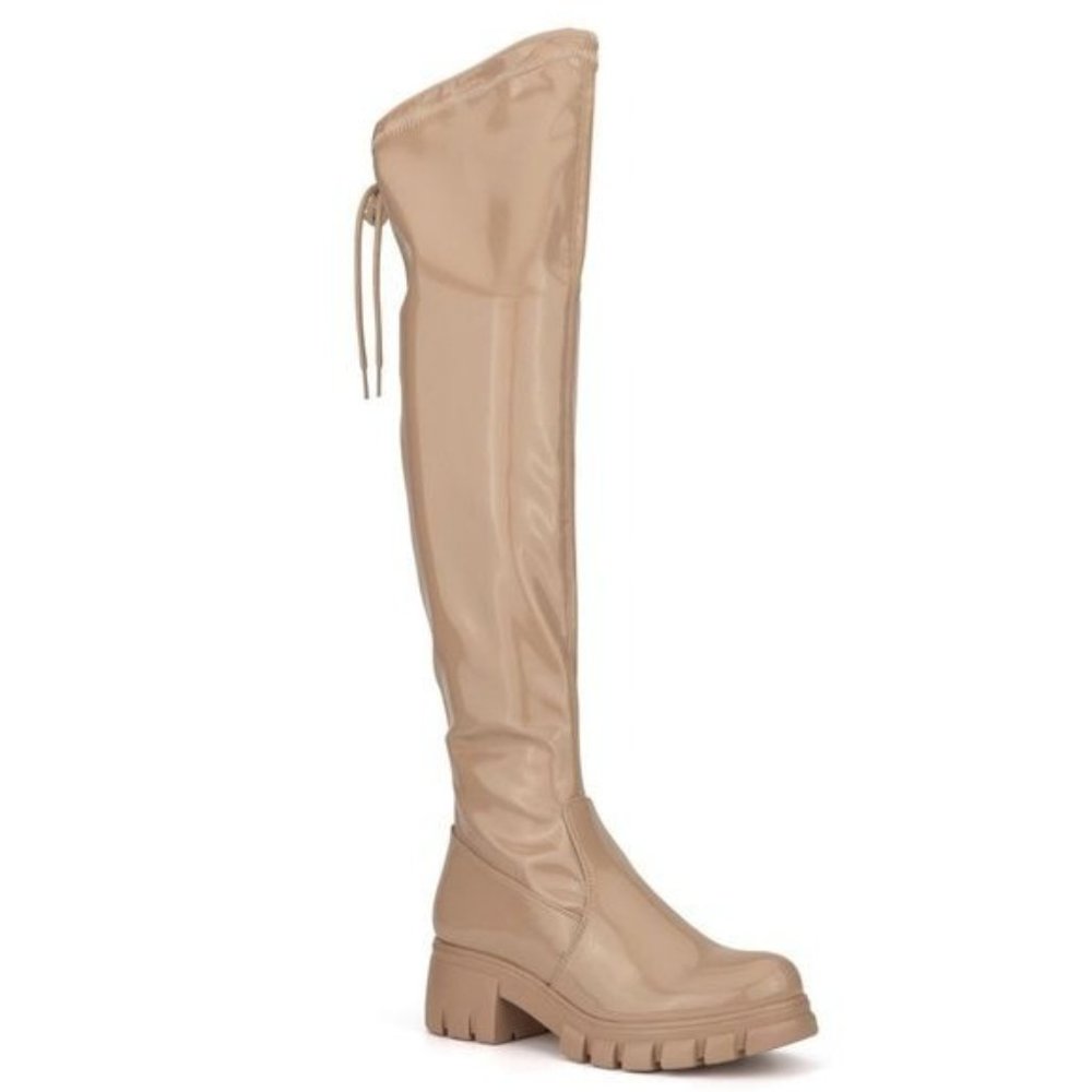 NWT Olivia Miller Womens Beige Rubber Thigh-High Boots Shoe Size 8.5M